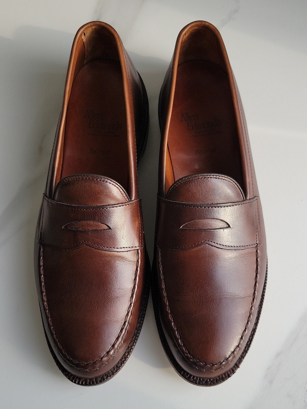 Vintage Allen Edmonds Patriot Chestnut Brown Leather Penny Loafers